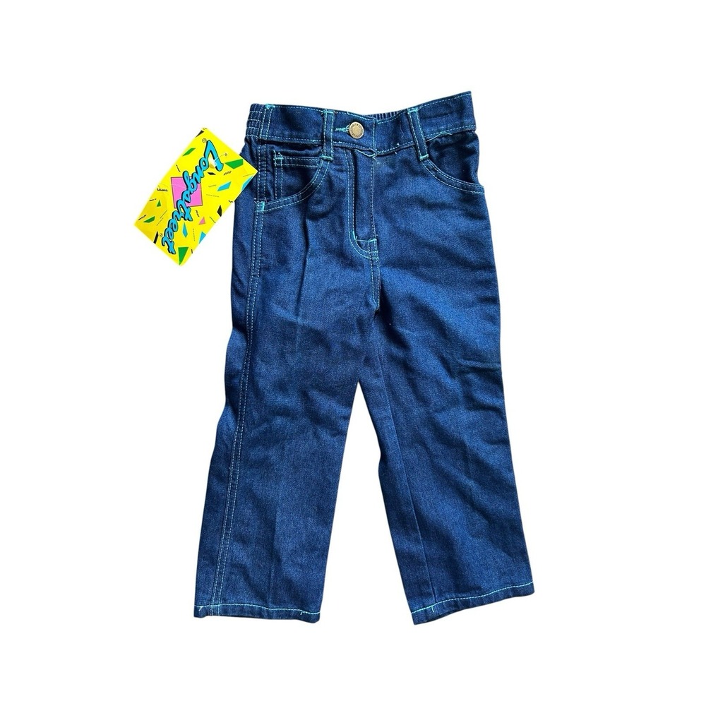 Vintage Dark Wash Toddler Jeans Angel Rainbow Embroidery Longstreet Deadstock 3T
